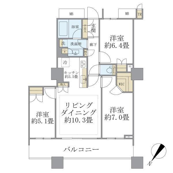 BRILLIA MARE有明 TOWER&GARDEN(3LDK/5階)の間取り写真