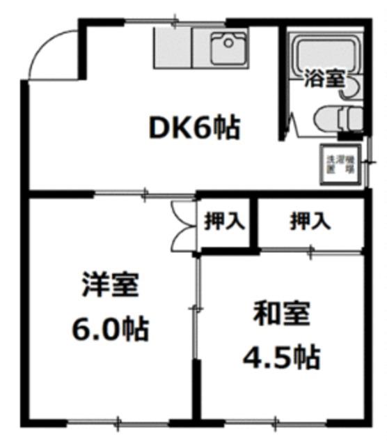 カーサK(2DK/1階)の間取り写真
