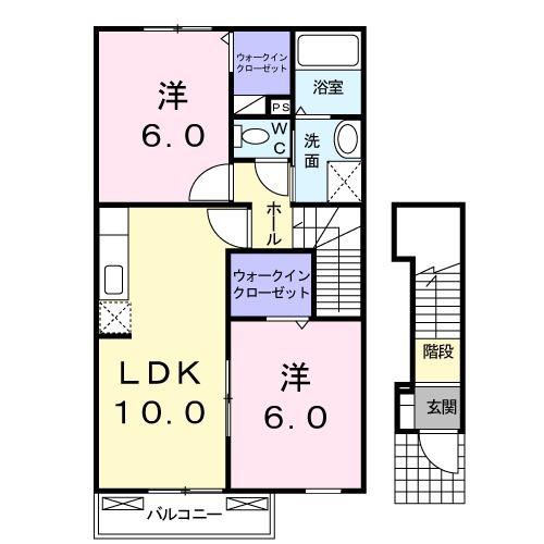 ブライト豊浦(2LDK/2階)の間取り写真