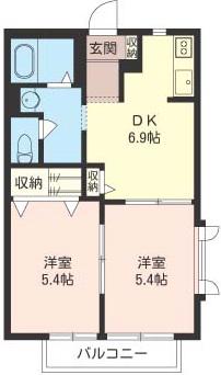 MAISON DE GLYCINE(2DK/1階)の間取り写真
