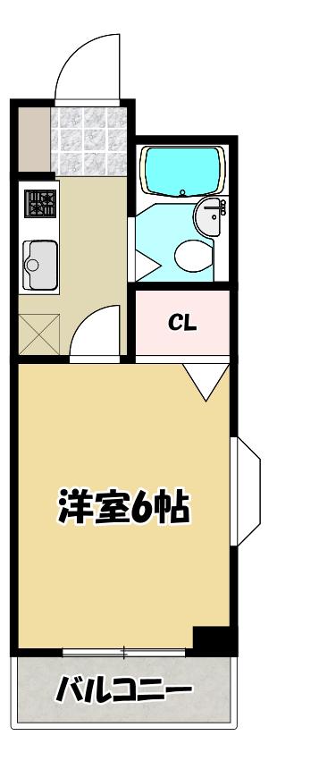 アパルト四天王寺II(1K/5階)の間取り写真