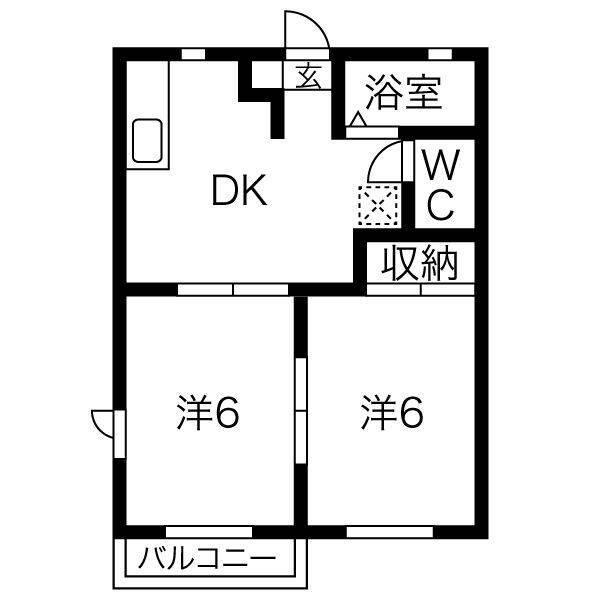 サントノーレB(2DK/1階)の間取り写真