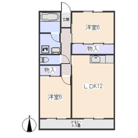 コーポサノ(2LDK/3階)の間取り写真