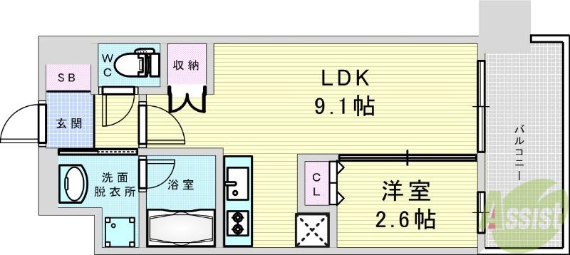 コンフォリア・リヴ淡路(1LDK/10階)の間取り写真