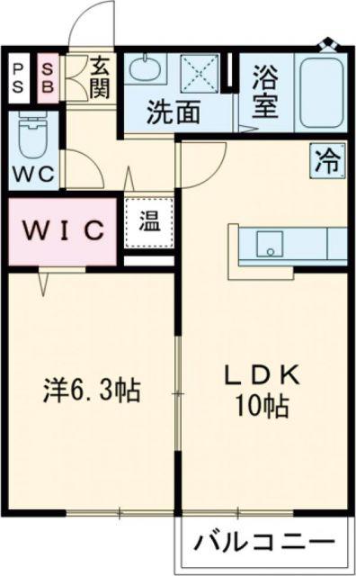 エルカステール篠A(1LDK/2階)の間取り写真