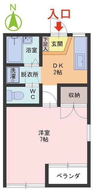 コーポワイトエム(1DK/1階)の間取り写真