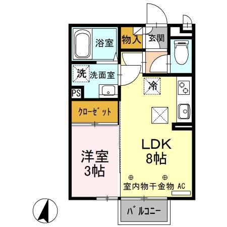ブロンシュ上泉(1LDK/1階)の間取り写真