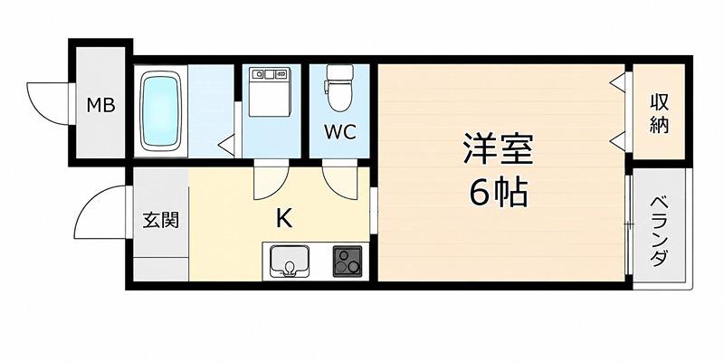 宮之阪ハイツ参番館(1K/2階)の間取り写真