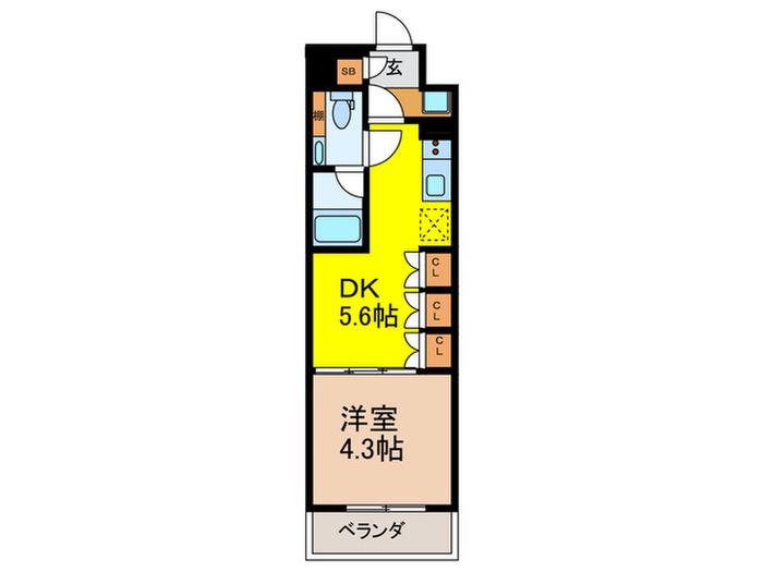 セジョリ上石神井(1DK/4階)の間取り写真
