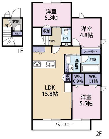 TRAUM(3LDK/1階)の間取り写真