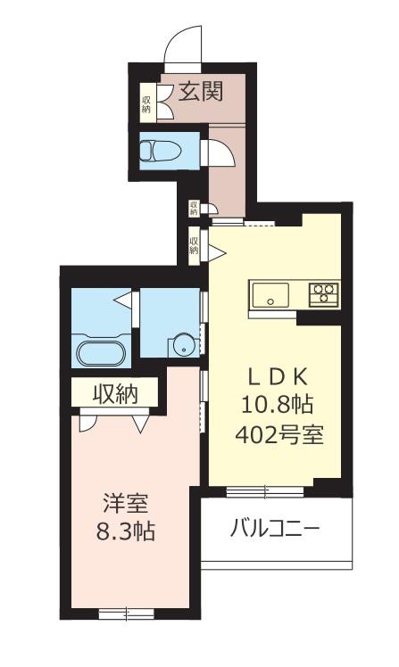 エトワール鷺宮(1LDK/4階)の間取り写真