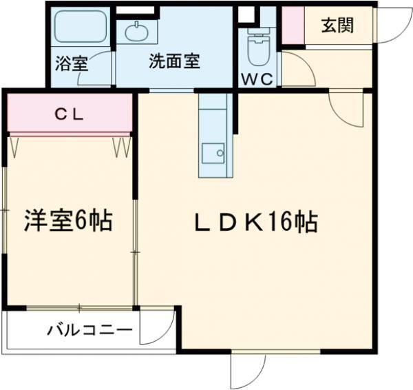 ENSOLEILLE(1LDK/3階)の間取り写真