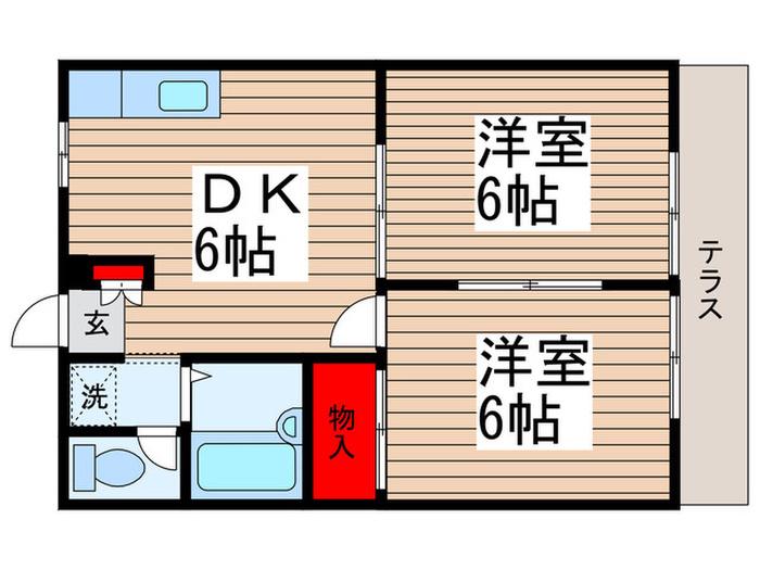 エステ-トピアA(2DK/1階)の間取り写真