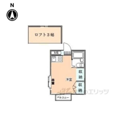 シングルモア(ワンルーム/2階)の間取り写真
