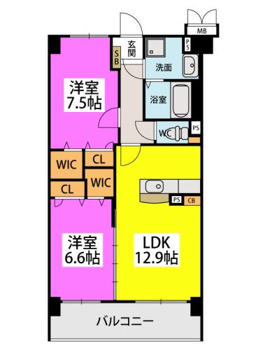 エフコート(2LDK/6階)の間取り写真