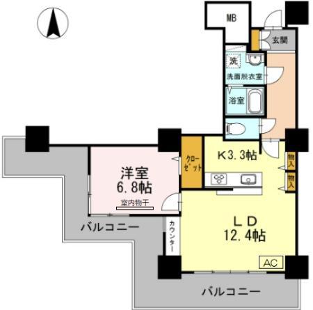 品川シーサイドビュータワーI(1LDK/9階)の間取り写真