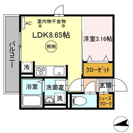 プレミエール 御井(1LDK/3階)の間取り写真