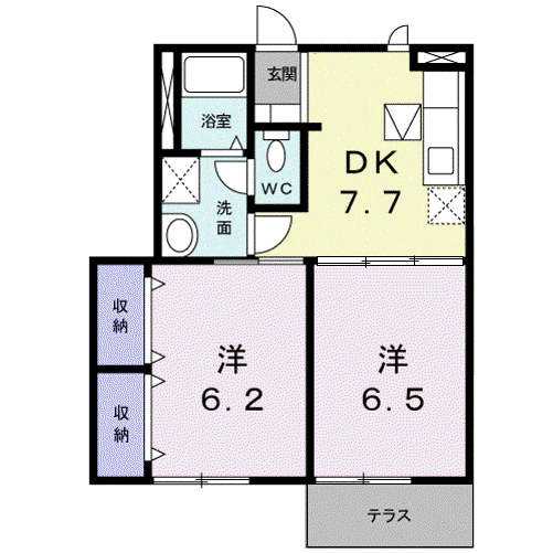 オアシスF・B(2DK/1階)の間取り写真