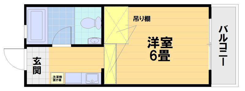 シャトー若草(ワンルーム/4階)の間取り写真