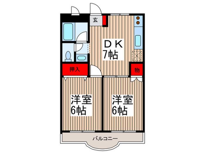 けやきマンション2(2DK/1階)の間取り写真