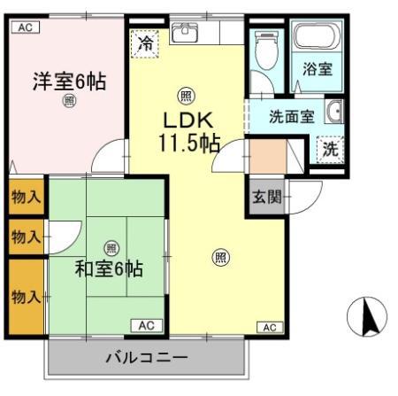 リバーポートリョウ(2LDK/2階)の間取り写真