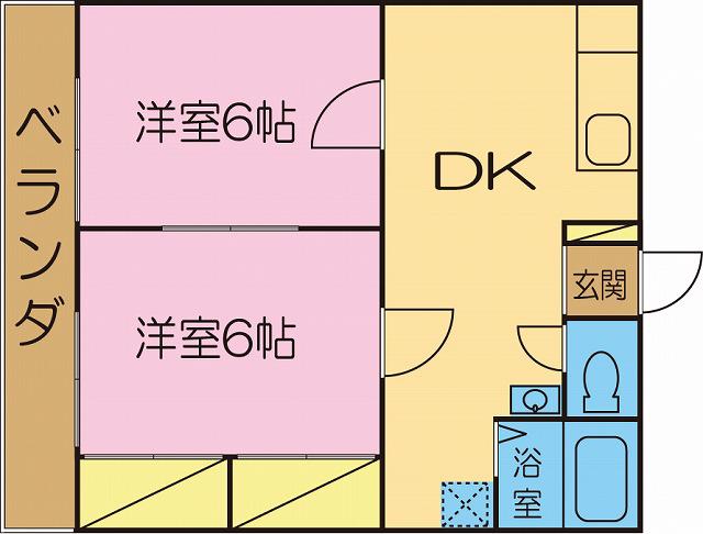 セブンハイツB棟(2DK/2階)の間取り写真
