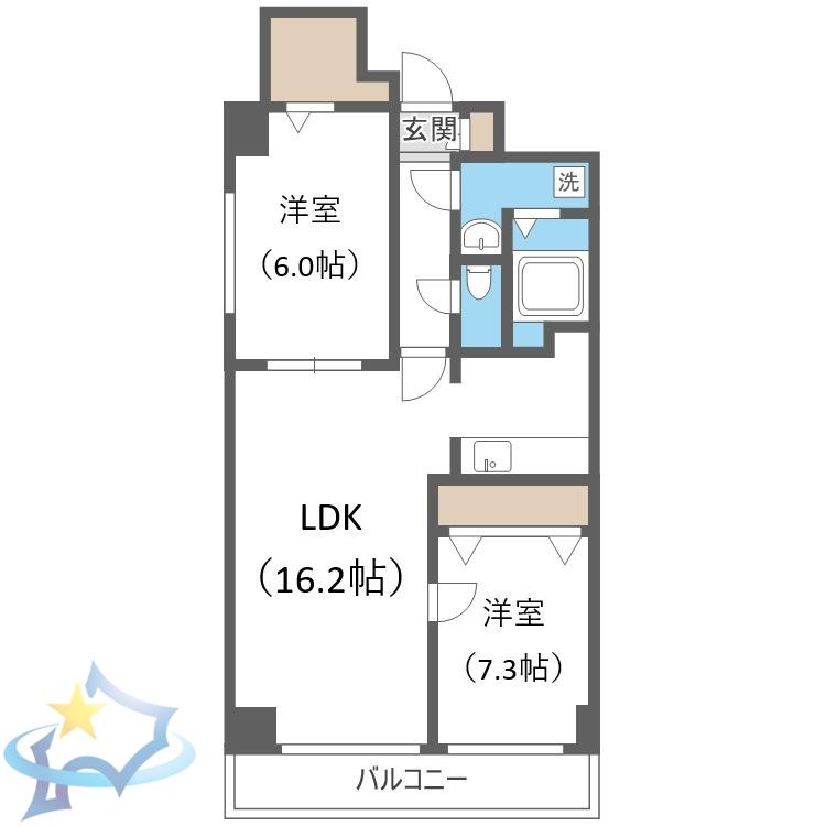 SQUARE MS614(2LDK/7階)の間取り写真