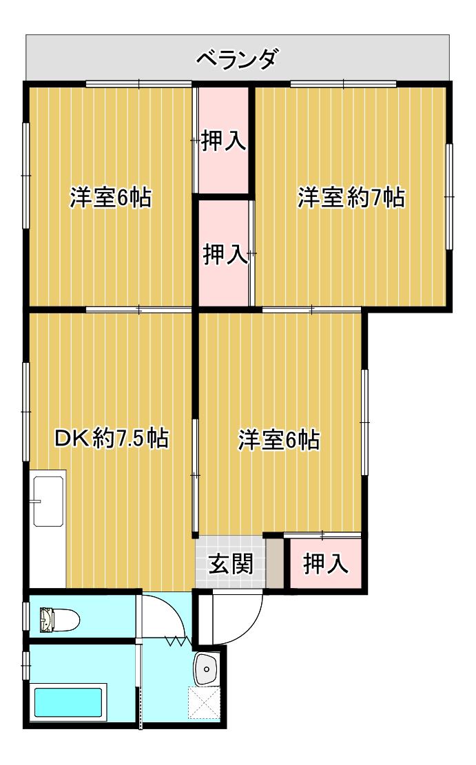 第二小西ビル(3DK/2階)の間取り写真