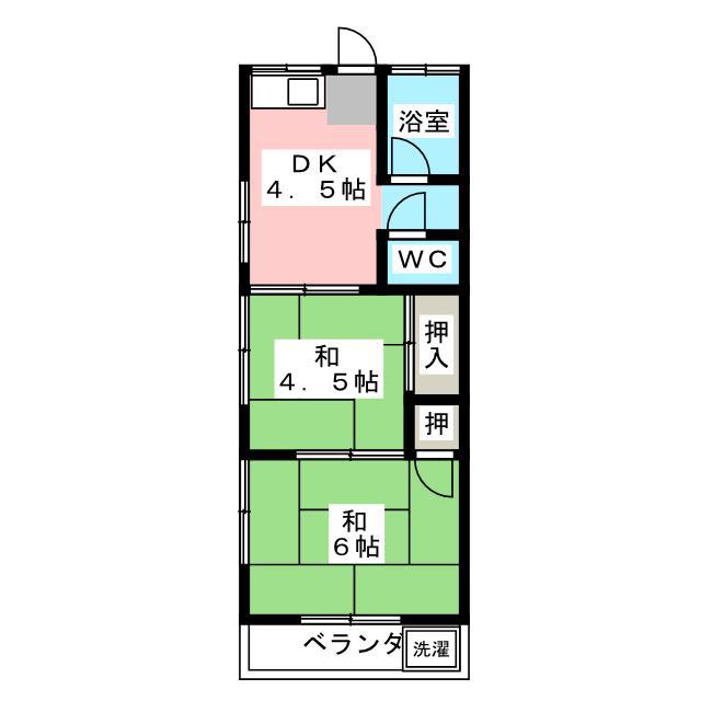 ハイツケイ(2DK/1階)の間取り写真