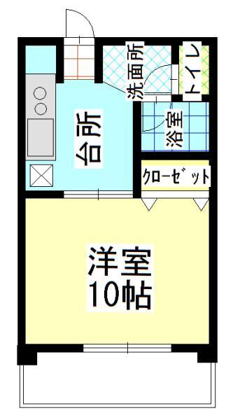サンサイド山部(1K/4階)の間取り写真