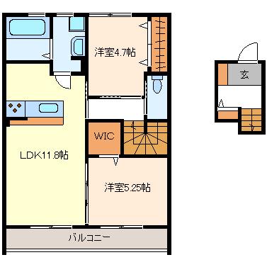 エイブルメゾン迫戸(2LDK/2階)の間取り写真