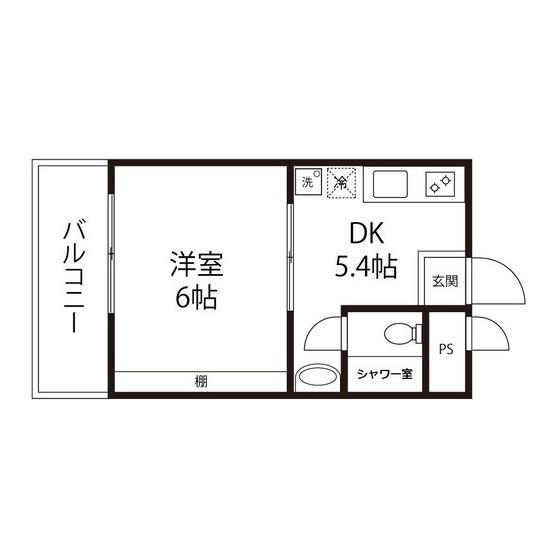 コーポ奥山(1DK/2階)の間取り写真