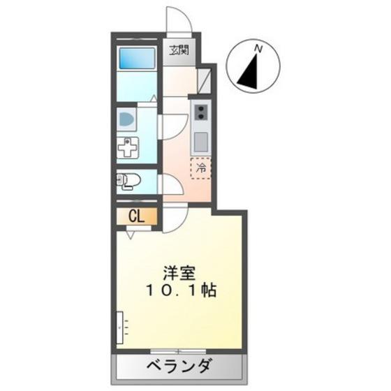 グロー蟹原(1K/1階)の間取り写真