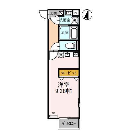 アムール プリエII(ワンルーム/2階)の間取り写真