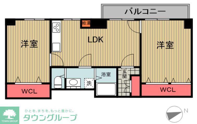 玉川台スカイマンション(2LDK/5階)の間取り写真