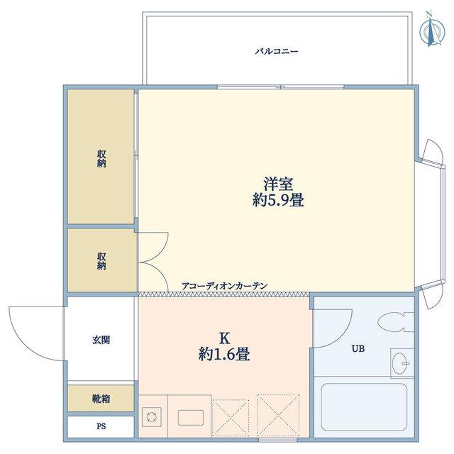 ル・ポール東白楽V(1K/1階)の間取り写真