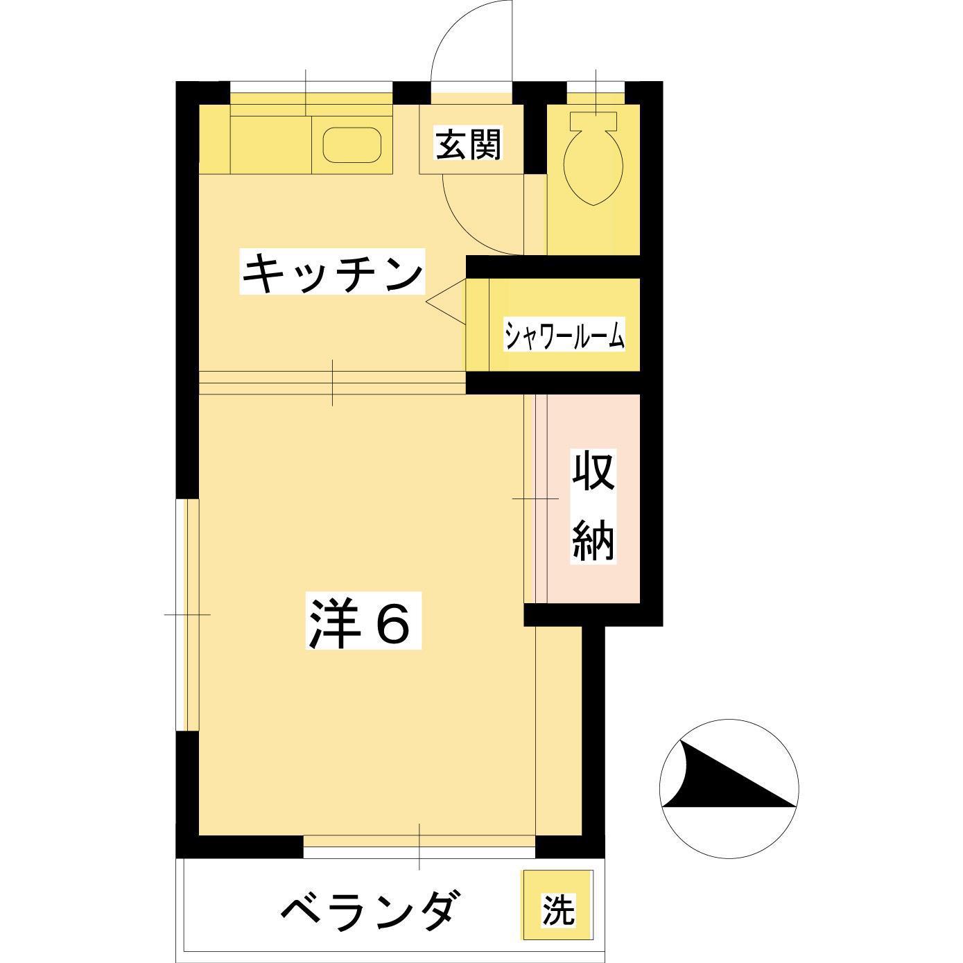 第1石坂荘(1K/2階)の間取り写真