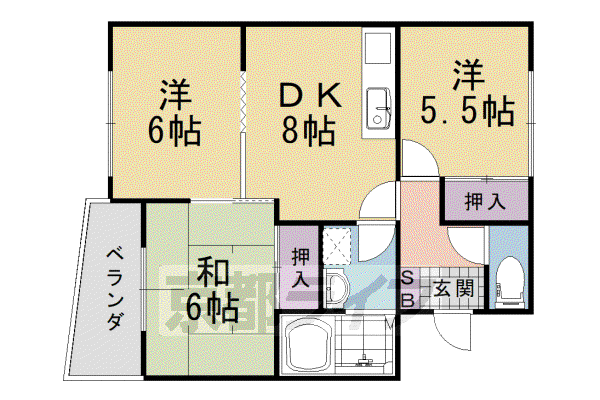 カーサ・IKUSHIMA(3LDK/2階)の間取り写真