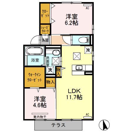 セジュール花みずき A棟(2LDK/1階)の間取り写真