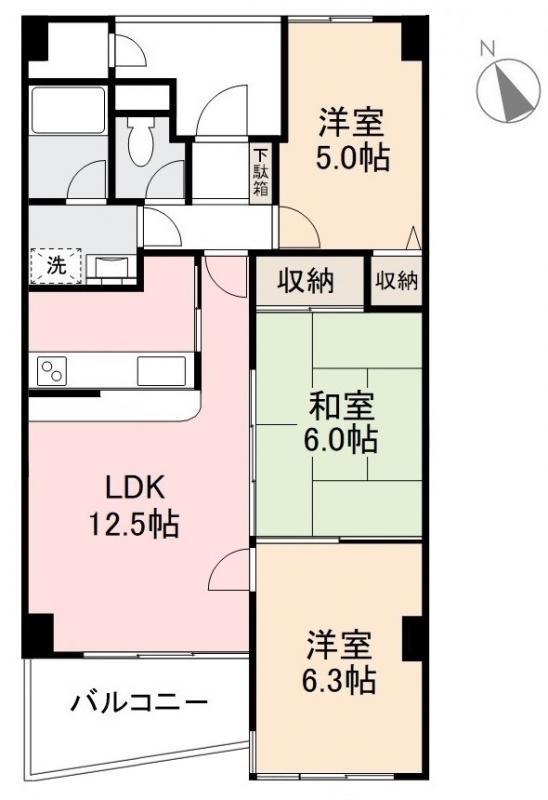 ユートピアヒルズ(3LDK/5階)の間取り写真