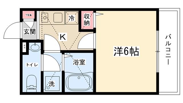 東淵野辺2丁目アパート(1K/2階)の間取り写真