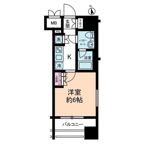 ライジングプレイス川崎(1K/15階)の間取り写真