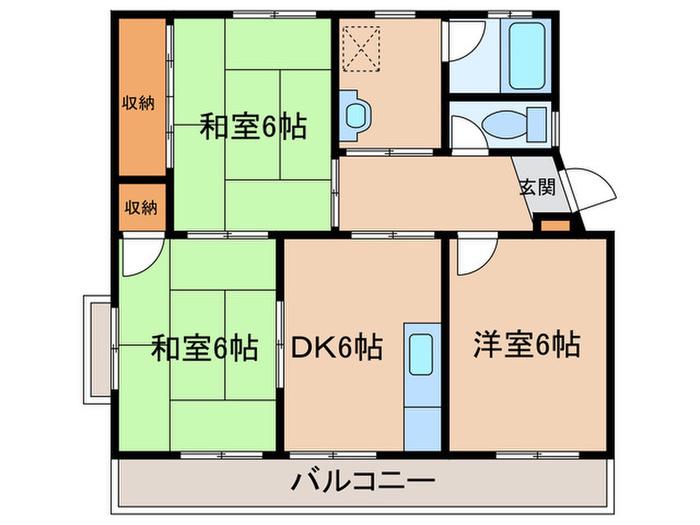 チャレート都(3DK/3階)の間取り写真