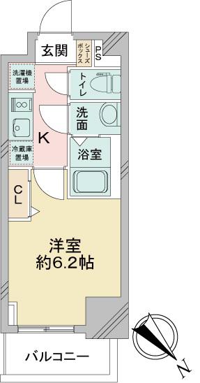 アステリ鶴舞テーセラ(1K/12階)の間取り写真