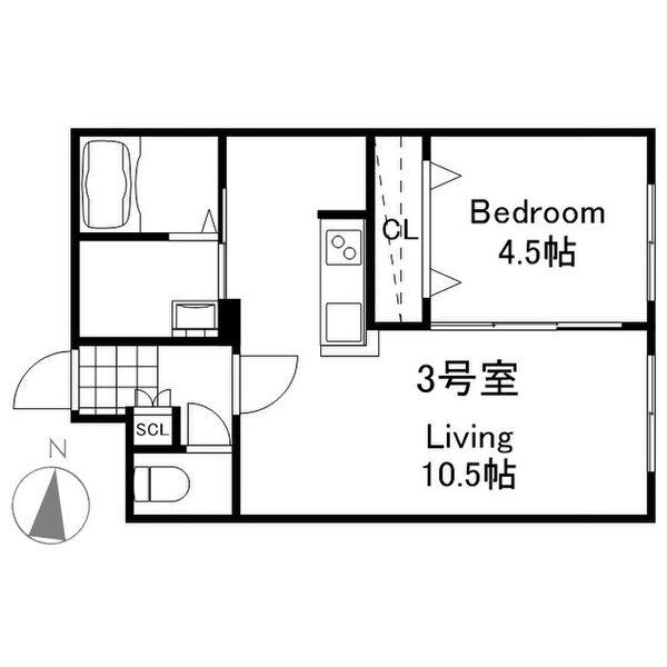 NOJU発寒南(1LDK/4階)の間取り写真