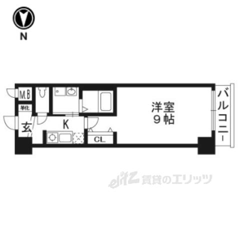 エスカーサ京都西陣(1K/2階)の間取り写真