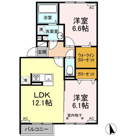 リーノフローラB(2LDK/2階)の間取り写真