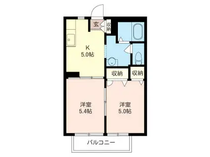 プロムナード(2K/2階)の間取り写真