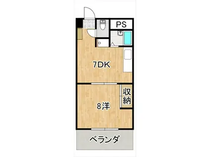 山中ハイツII(1DK/5階)の間取り写真