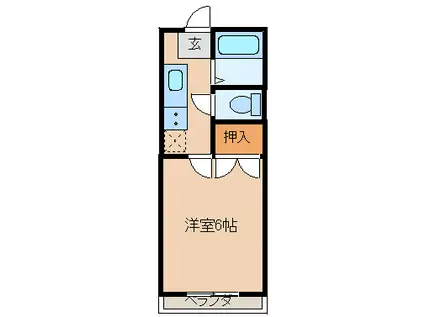 アリス塩竈A(1K/2階)の間取り写真